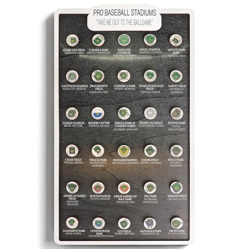 AnairsMo Baseball Stadium Map Tracker, Major League Ballparks Stadium Tracker Bucket List with All 30 Illustrated Wooden Pins, Baseball Decor Gift for Boys, Dad, Couples, Families