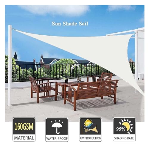 SIYAN Toldo de Sol triangular blanco de 4x4x5.7m permeable para terraza y jardín 5
