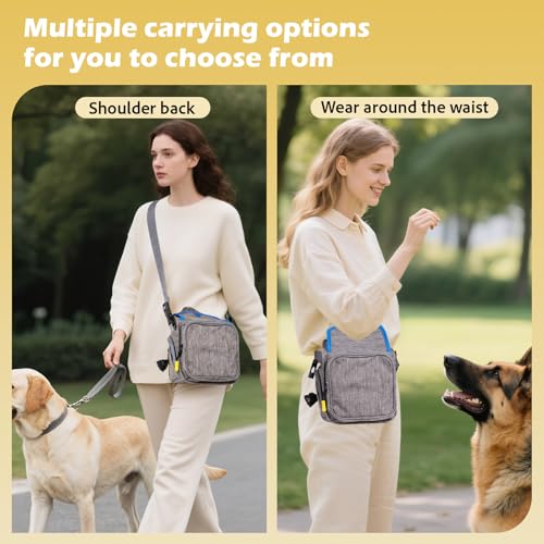 Leckerlitasche für Hunde, Futterbeutel für Hundetraining mit Reißverschluss, Verstellbarer Gürtel/Schultergurt, geeignet für Hundefutter/Handy/Schlüssel/Hundekotbeutel/Hundespielzeug