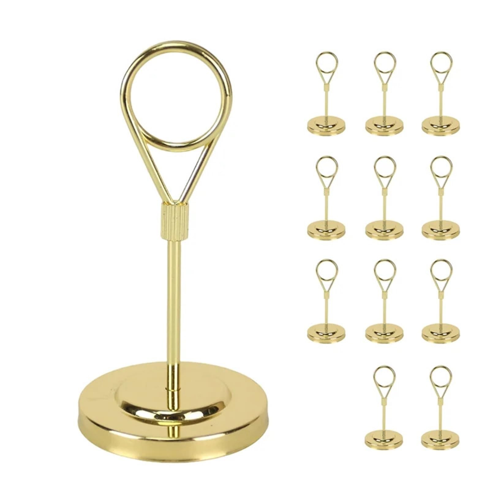 GOXQIT 12Pcs Weighted Base Stand, Gold Table Place Card Holders Elegant Clip Design For Events For Party