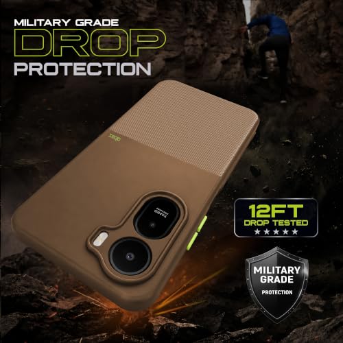 Image of AIBEX Premium Back Cover Case Compatible for Redmi A7 Pro 5G / A7 Pro 4G / Poco C85X 5G|Scratch & Drop Tested Shockproof Matte Texture Case Soft Microfibre Lining Slim Fit Cover Anti-Scratch - Brown