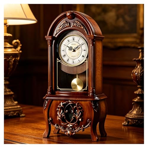 Reloj de mesa de granja rústico con péndulo retro marrón 6