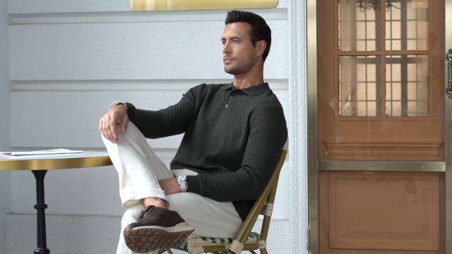 Camisetas polo tejidas de manga larga para hombre de Hardaddy, tops casuales con cuello tipo polo y textura miniatura 7