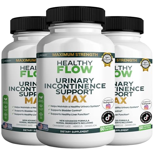 Image of Healthy Flow Urinary Incontinence Support Max, 60 Veggie Capsules, Cranberry Juice Hibiscus Dandelion Formula, 30 Day Supply (3)