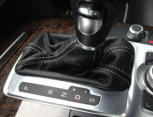 RedlineGoods Shift Boot - Direct Shift Gearbox Compatible with Audi A4 2008-16. Tailor Made - not Universal. Genuine top-Grade Italian Black Perforated Leather with Red Thread
