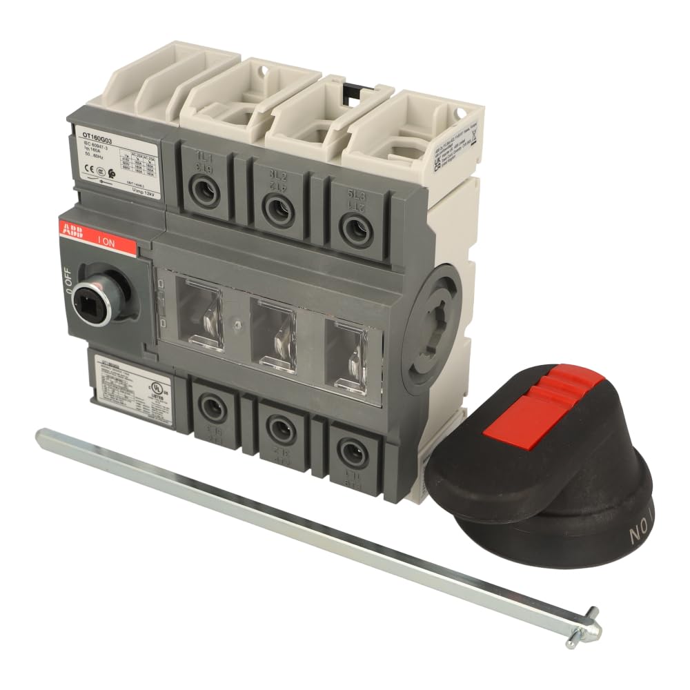 OT160G03P | 1SCA135139R1001 | OT160G03P | ABB Switch DISCONNECTOR, 3-Pole, Front Operated, Base Mounted with Protected CLAMP TERMINALS, IP65