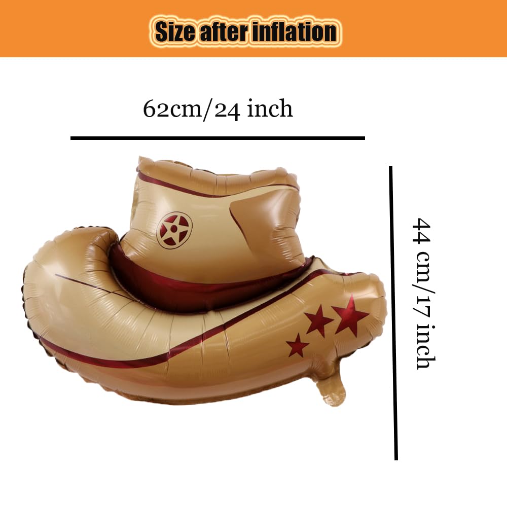 SALOCY Western Themed Party Balloons,Cowgirl Party Balloons Cowboy Hat Foil Balloons Western Cowgirl Birthday Party Decorations Rodeo Bachelorette Theme Party Decorations (Brown)