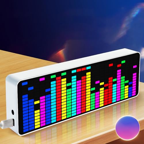 LED Spectrum Analyzer, RGB Colorful 1624 Segment Music Voice Rhythm Spectrum Display with 20 Dynamic 7 Colors, RGB Light Bar with 2 Connection Modes Voice Sensor Clock for Car - Image 2