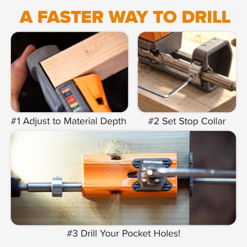 Image of BORA Pro Compact Pocket Hole Jig, Auto Adjusting Drill Guide, Durable Pocket Hole Jig Kit for Woodworking & Tight Spaces - For Materials 1 /2 inch to 1 1 /2 inch Thick, Power Tool Accessory Jigs