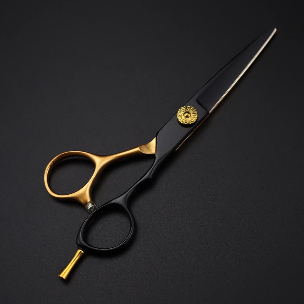 Haarschneideschere, 6 Zoll, Professioneller Jp 440C-Stahl, Schwarzgold, Haarschneideschere, Effilierschere, Friseurscheren-Set