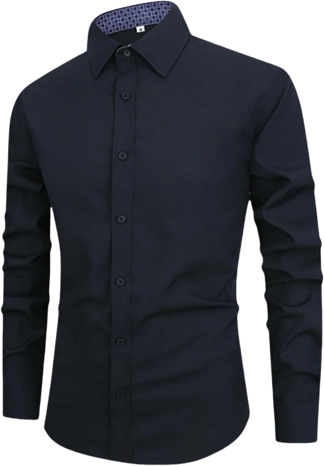 Men's Solid Color Wrinkle-Free Anti-Wrinkle White Slim Fit Business Long Sleeve Shirt