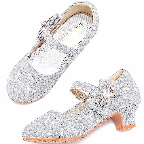 Image of Dufannie Girls Dress Shoes Princess Flats Heels for Toddler Little Big Kids