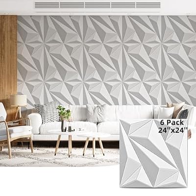 Art3dwallpanels 24" X 24" Acoustic Panels 6 Pack Soundproof Wall Panels Sound Dampening, 3D Wall Decor Absorbing Panels, White and Gray