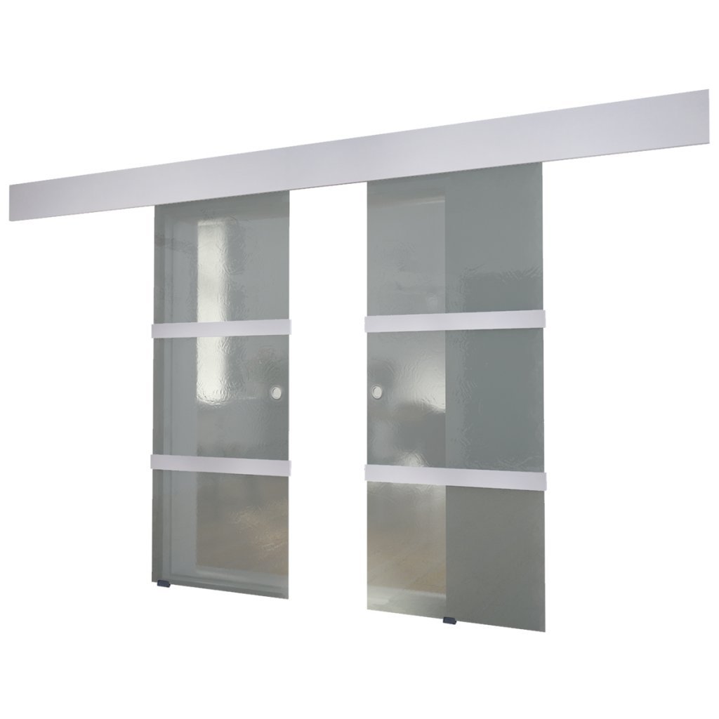 Festnight Puerta Corredera Doble Material de Cristal y Aluminio y Acero, 205x75 cm
