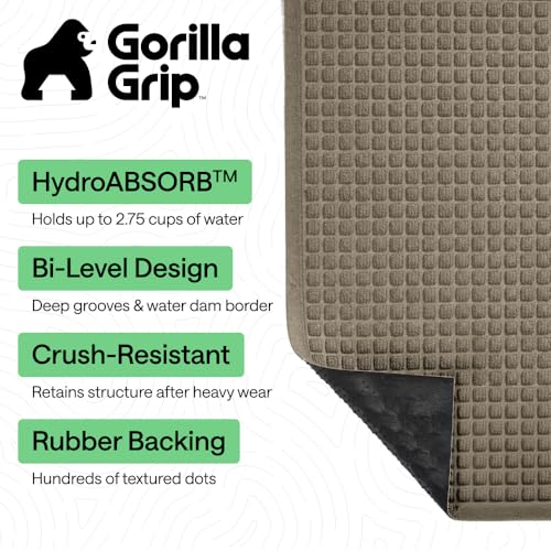 Image of GORILLA GRIP Ultra Absorbent Front Door Mat Outside Entrance 72x24, Traps Dirt and Moisture, HydroABSORB Indoor Outdoor Doormat Holds Up to 2.75 Cups Water, Stain and Fade Resistant Welcome Mat Beige