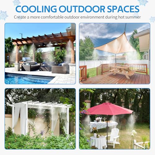 Image of HOMENOTE Misting Cooling System 59FT (18M) Misting Line + 26 Brass Mist Nozzles + a Brass Adapter(3 /4 inch) Outdoor Mister for Patio Garden Greenhouse Trampoline for waterpark