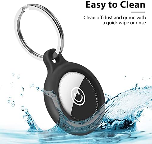 5 Pack Silicone Case for AirTag Key Ring Finder, AirTags Holder for Apple Airtag, Protective Case Cover for AirTag Keyring, Air Tag Keychain for Pet Collar Key GPS Tracker, Black & Blue