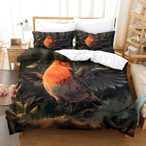 Housse de couette fermeture éclair anti-allergie oiseau