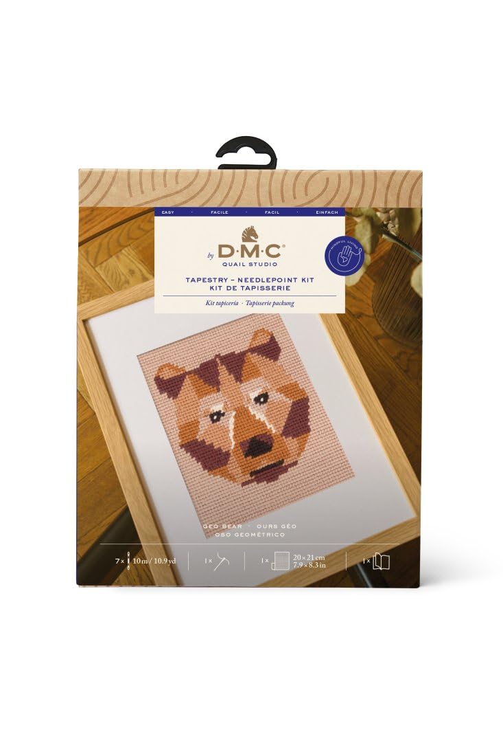 DMC Tapestry & Needlepoint Kit Geo Bear by Quail Studio - Easy