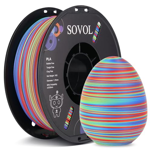 Image of Sovol Matte PLA Filament Rotated Tri Color Co-Extrusion 1.75mm, Fast Change 3D Printer Filament 1kg / 2.2lbs, Matte Red Green Blue 3 in 1 Coextrusion PLA Material + /-0.03mm