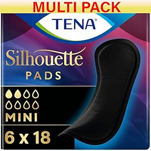 Tena Silhouet Noir Pads Mini – 6 verpakkingen van 18