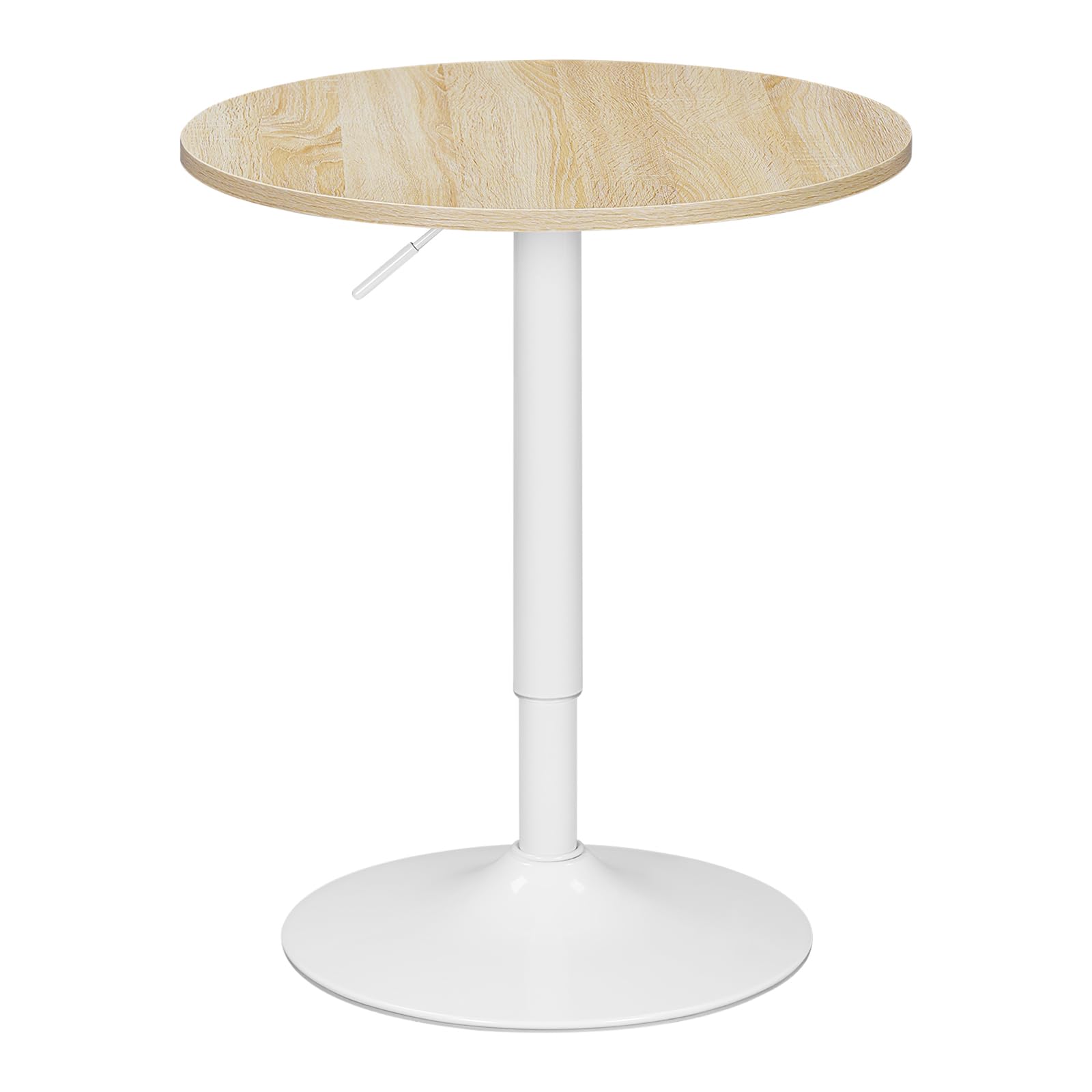 WOLTU Bartisch Stehtisch, höhenverstellbarer Tisch 70-91 cm, multifunktionaler Partytisch in Wohnzimmer Küche Balkon, Bistrotisch aus MDF Metall, Helle Eiche + Weiß, 60x60x91cm