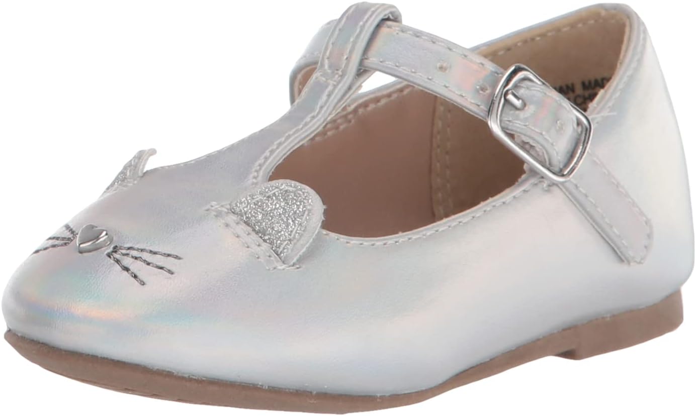 The Children's Place girls Ballet Flat, Silver, 4 Infant US