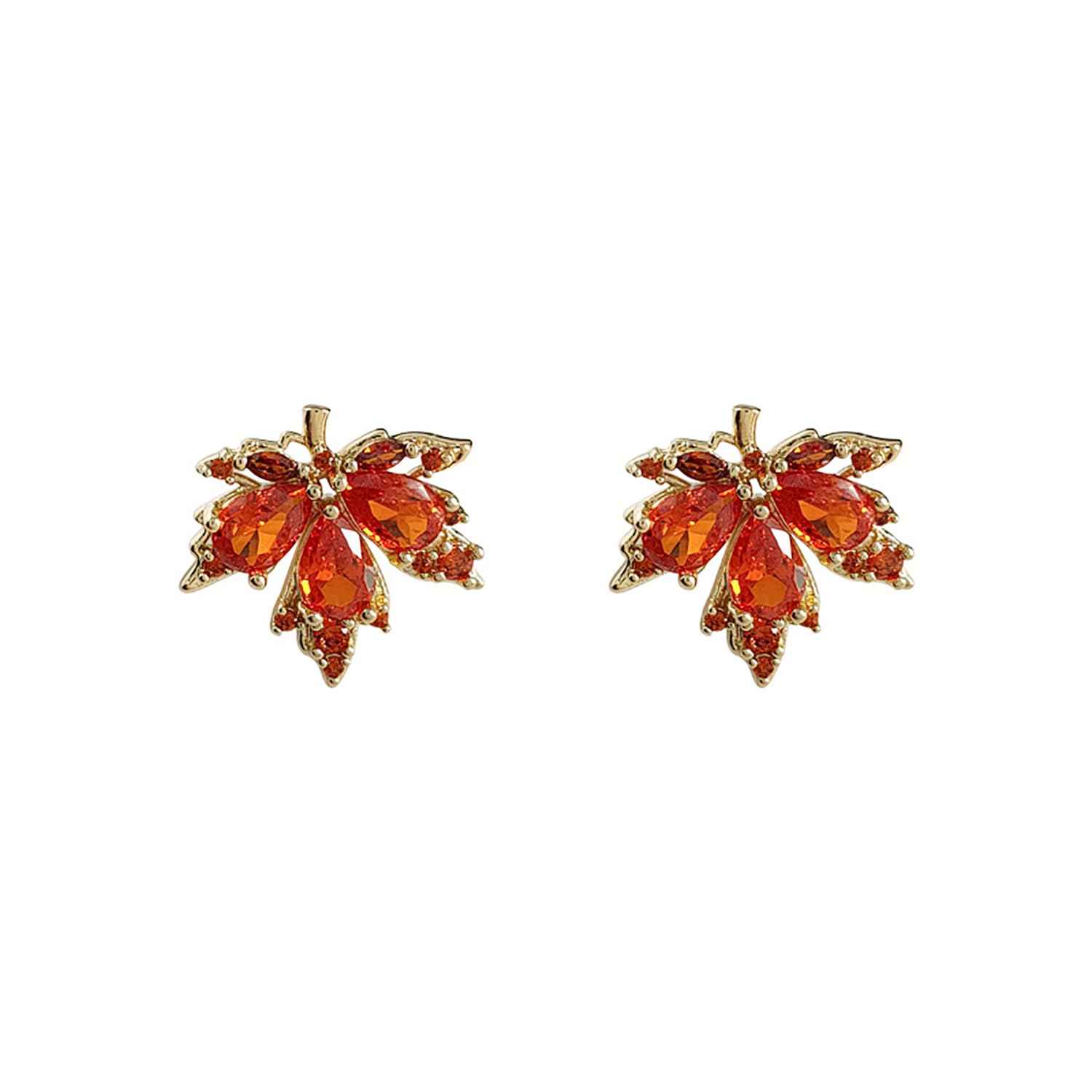 Red Maple Leaf Earrings for Women - Rhinestone Dangle Earrings, Acrylic Long Autumn Earrings, Thanksgiving Fall Jewelry Gifts