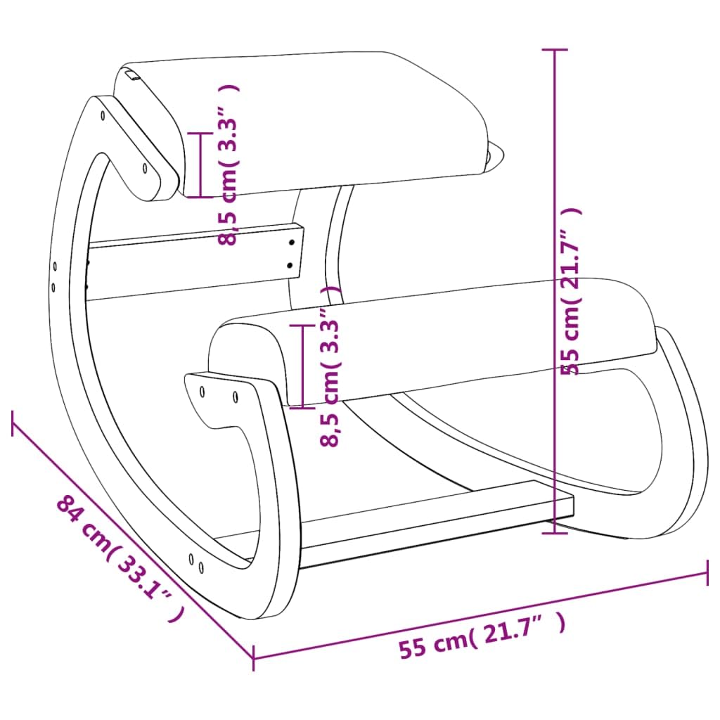 vidaXL Taburete de Rodillas, Silla Ergonómica para Rodillas, Mecedora Acolchada, Silla para Dormitorio Oficina, Madera Contrachapada de Abedul Negro
