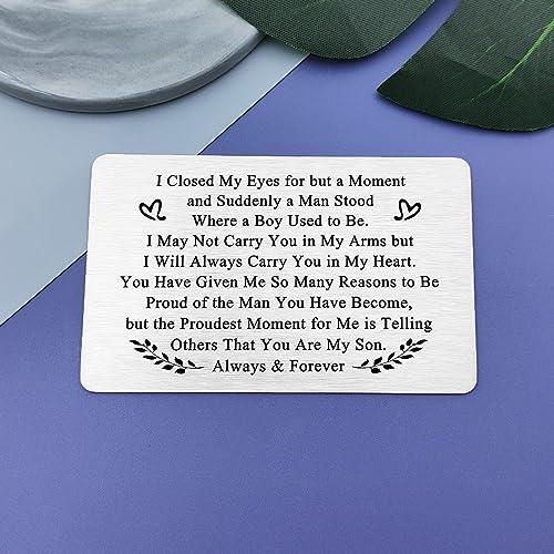 To My Son Wallet Card Gift Son Inspirational from Mum Back to College Graduation Gift for Son Sweet 16th 18th 21st Birthday Gift for Boys Christmas Birthday Wedding Gift Engraved Wallet Card for Boys4