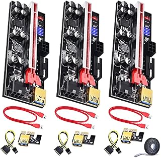 ELUTENG PCIe Riser 1x to 16x (Dual 6PIN) w/ 8 Solid Capacitors LED Indicators GPU Riser Extension Kit with 60cm USB 3.0 Cable 6 Pin to 15Pin SATA Cable for Ethereum Bitcoin ETH BTC Mining