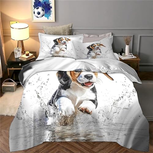 Parure de lit chiot 3D 135x200 microffibre avec housse de couette
