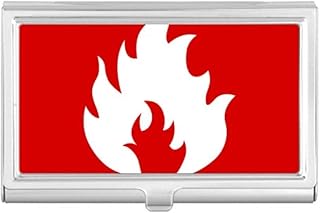 Fire Red Square Warning Mark Business Card Holder Case Pocket Box Wallet