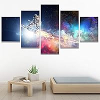 SIGNWIN 5 Panel Canvas Wall Art Modern Art Astronomy & Space Contemporary Cosmic Dramatic Mixed Media Multicolor for Home Decorations Ready to Hang - 60