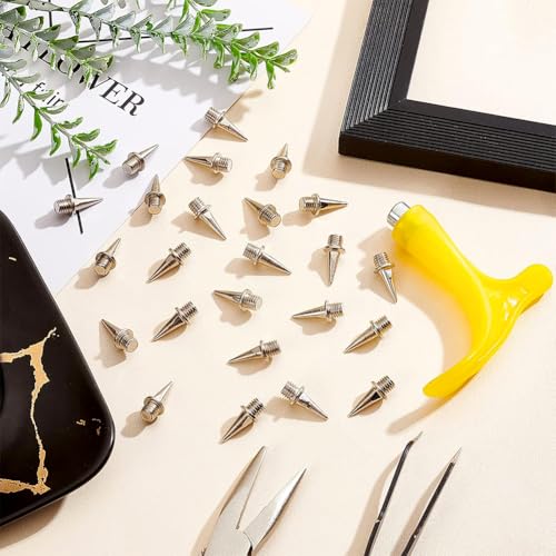 GORGECRAFT 51 STÜCKE Track Spikes 1/2 Zoll Cross Country Spikes Stahlspikes Track Shoe Spikes Ersatz Und Spikeschlüssel Für Sport Laufschuhe Sprint Sports (Platin)