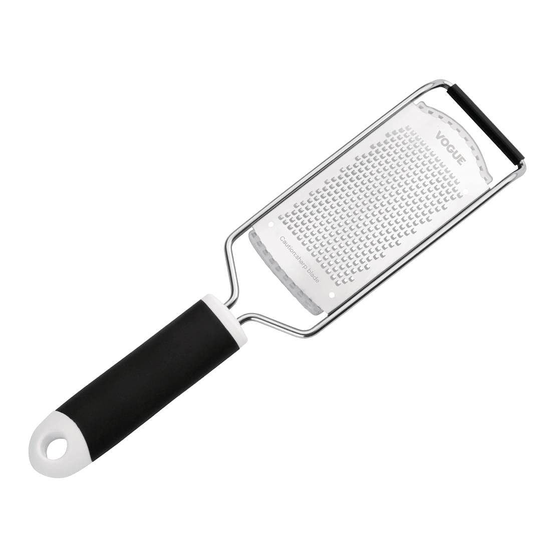 Vogue Fine Grater, Black & Stainless Steel, Narrow Blade, Fine shred, Fine Cheese Grater, Fine Chocolate Grater, Parmesan Grater, Hanging Hole in Handle for Storage, DM023