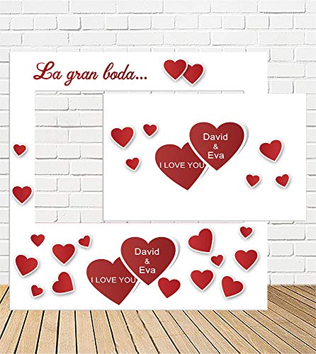 Tu Fiesta Mola Mazo Photocall y Cartel de Boda Corazones 100x100cm| Divertido y económico|Detalle de Boda| Hazte Unas Fotos Divertidas en la Boda| Personalizable