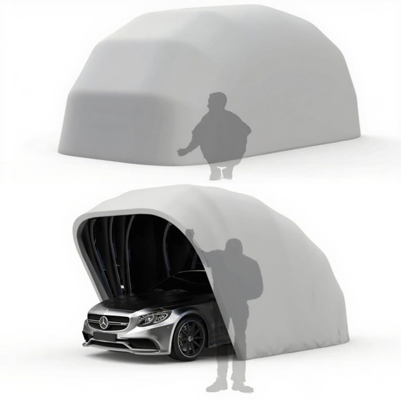 Carport Abri Voiture, Garage Pliant Mobile Semi - Automatique, Folding Mobile Voiture Exterieur, Verrouillable, Durable, Tente De Auvent D'auto (Gris 5.5 x 2.5 x 2.3 m)
