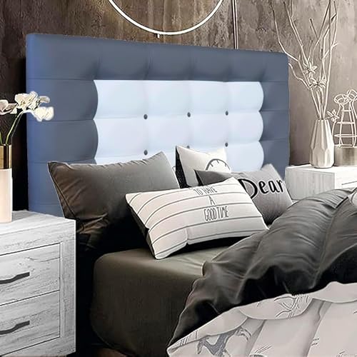 ONEK DECCO Cabecero de Cama tapizado en Polipiel Mod. Florida con Forma de Marco y Botones,Acolchado de Espuma,de niño, Juvenil y Matrimonio, Cabezal de Colgar Altura 70cm. (105X70, Gris Blanco)