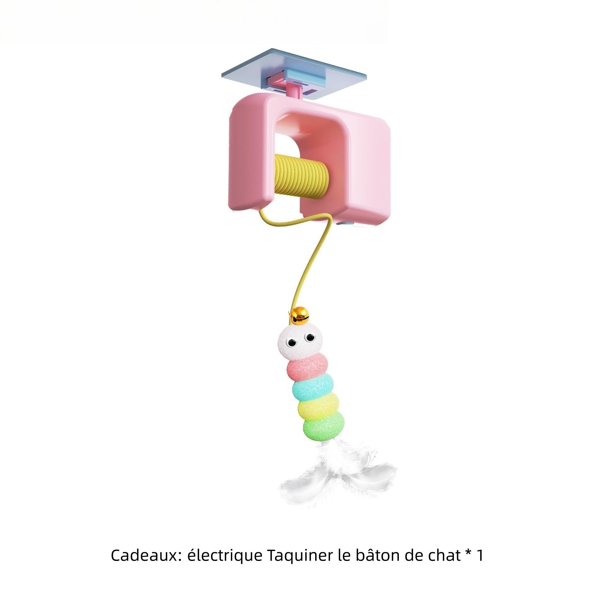 Générique Jouet Chat, Canne A Peche pour Chat avec Corde Telescopique, Jouet Interactif Electrique Lanceur De Balles pour Chats (A)