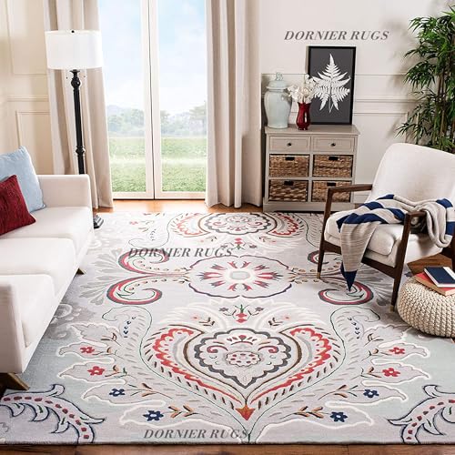 Image of 5x7 Ft Woolen Area Rug - Thick Traditional Hand-Tufted Carpet for Modern Bedrooms & Living Spaces