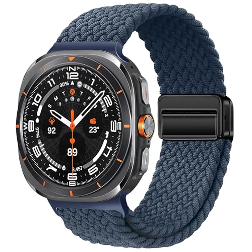 Compatible with Samsung Galaxy Watch Ultra Strap Quick Release Nylon Straps with Magnetic Metal Buckle Adjustable Stretchy Sport Watch Band for Galaxy Watch Ultra 47mm