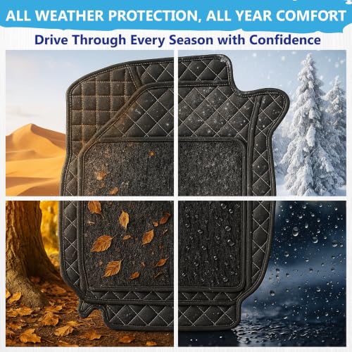 Image of KINGSWAY Accessories Premium 7D Car Floor Mats Only Compatible with Volkswagen Taigun Year 2026 Onwards All Model, Set of 3 Pcs, 100% Waterproof & Washable 7D Car Foot Mats, Classic Black