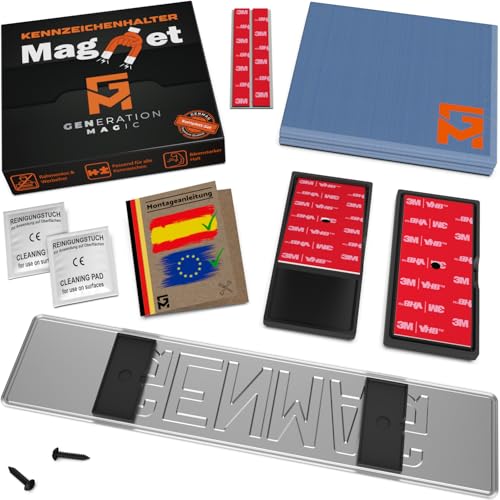 GENMAG® 1x Portamatriculas Coche Magnetico [Super Fuerte & Universal] Soporte Matricula Coche con Iman | Porta Matriculas para Coches Imantado | Imanes para Porta Matricula | para Coches y Remolques