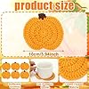 UPINS 6 Pcs Fall Crochet Pumpkin Coaster Handmade Woven Pumpkin Drink Cup Autumn Crochet Coasters for Harvest Thanksgiving Home Kitchen Table Party Decor Gifts #1