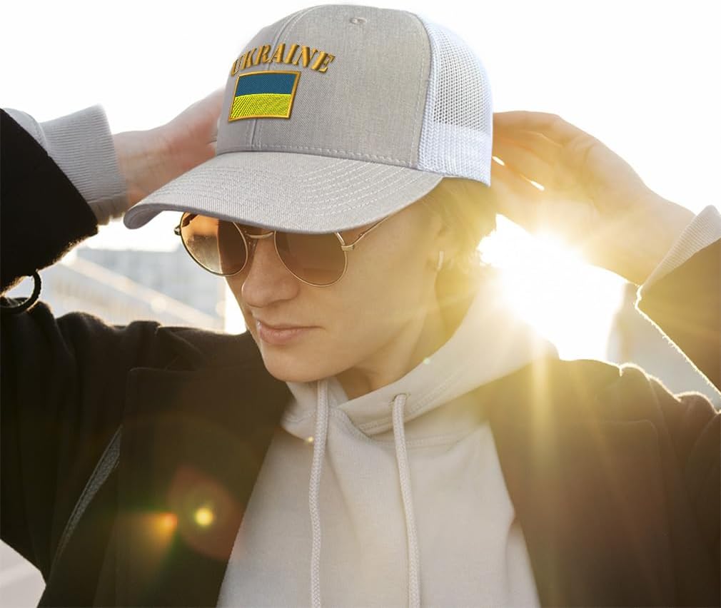 Custom Mesh Cap Hat Embroidered Ukraine Flag Embroidery Trucker Hats for Men & Women Cotton