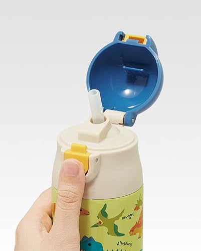 Miniatura 2 de Skater SDPC4P-A Stainless Steel Water Bottle with Straw, One Push Type, 11.8 fl oz (350 ml), Dinosaurus Picture
