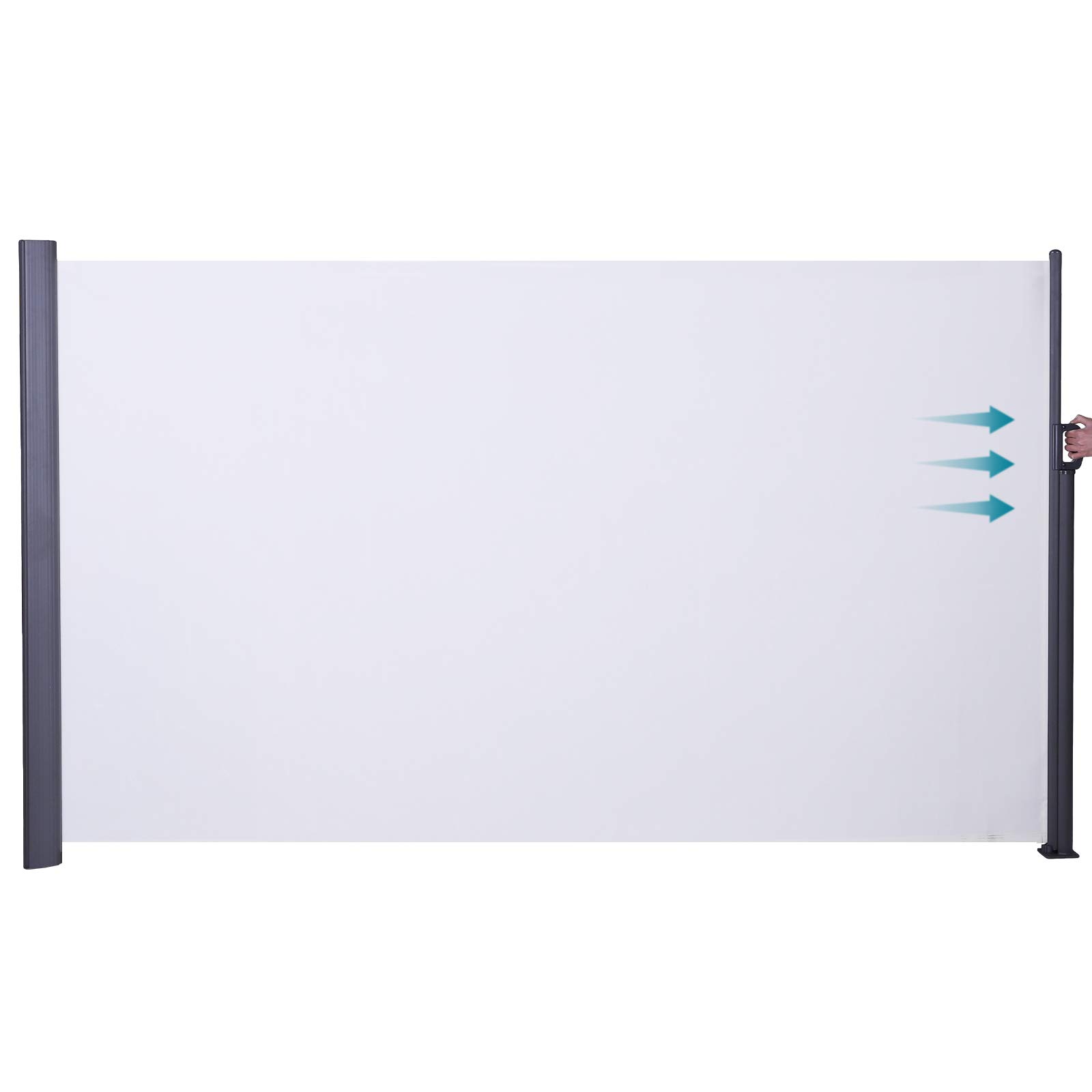 PHI VILLA Patio Side Awning - 9.8 Foot L x 5.2 Foot H Outdoor Retractable Side Sreen Awning Sun Shade Wall Divider for Balcony and Courtyard to Protect Privacy,Like Hot Tub,Swiming and Deck,Single Side,Beige