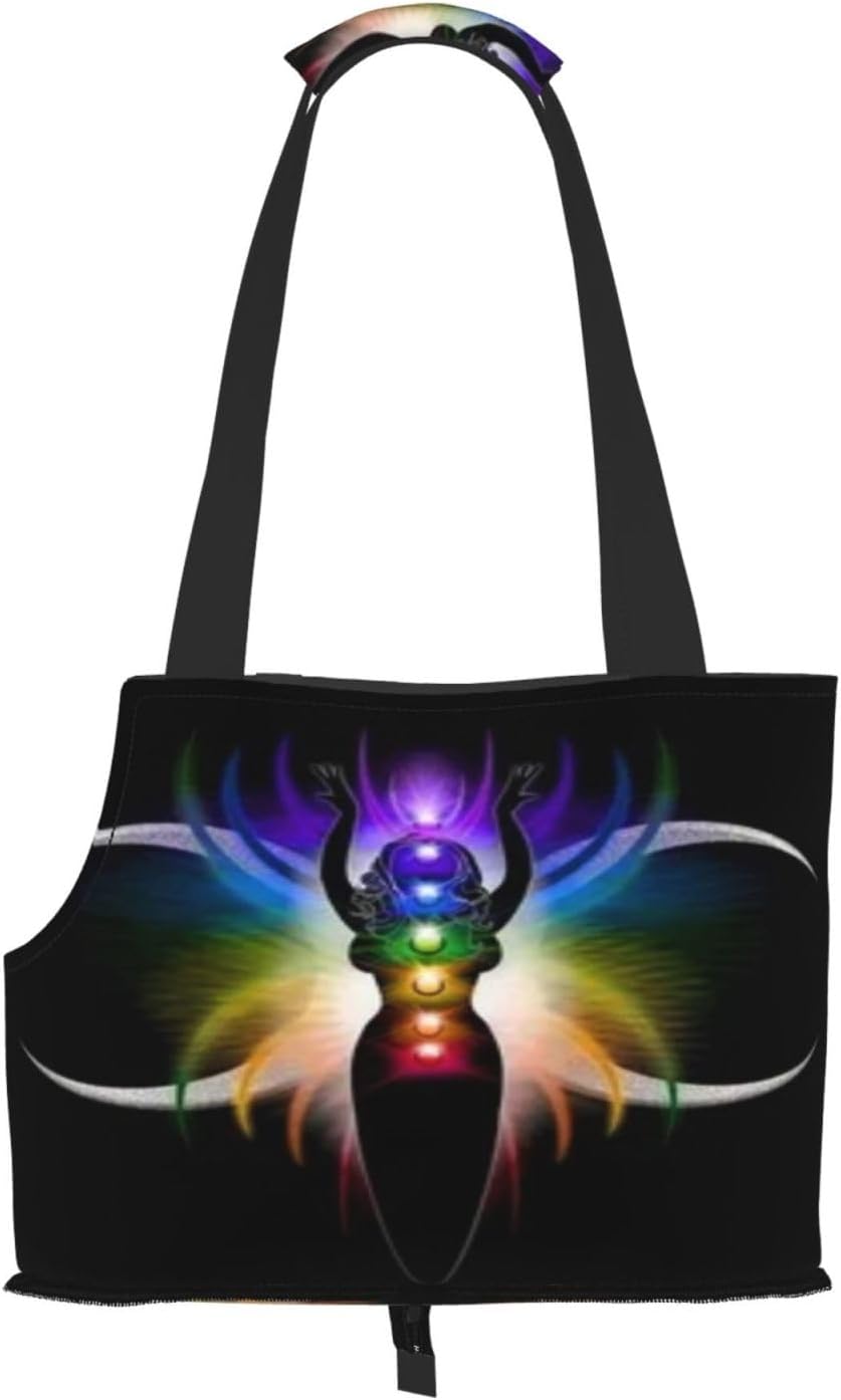 Triple Moon Pentagram Goddess Wiccan Portable Pet Purse Carrier Sling, Hands-Free Travel Dog and Cat Carrier for Small Dogs and Cats
