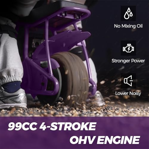 Image of FRP Mini Dirt Bike GMB100 Basic, New 99CC Gas Powered Mini Bike 4-Stroke 3HP, Off-Road for Teens /Adult, Trail Up to 28 Mph, Weight Support Up to 220 LBS,Purple